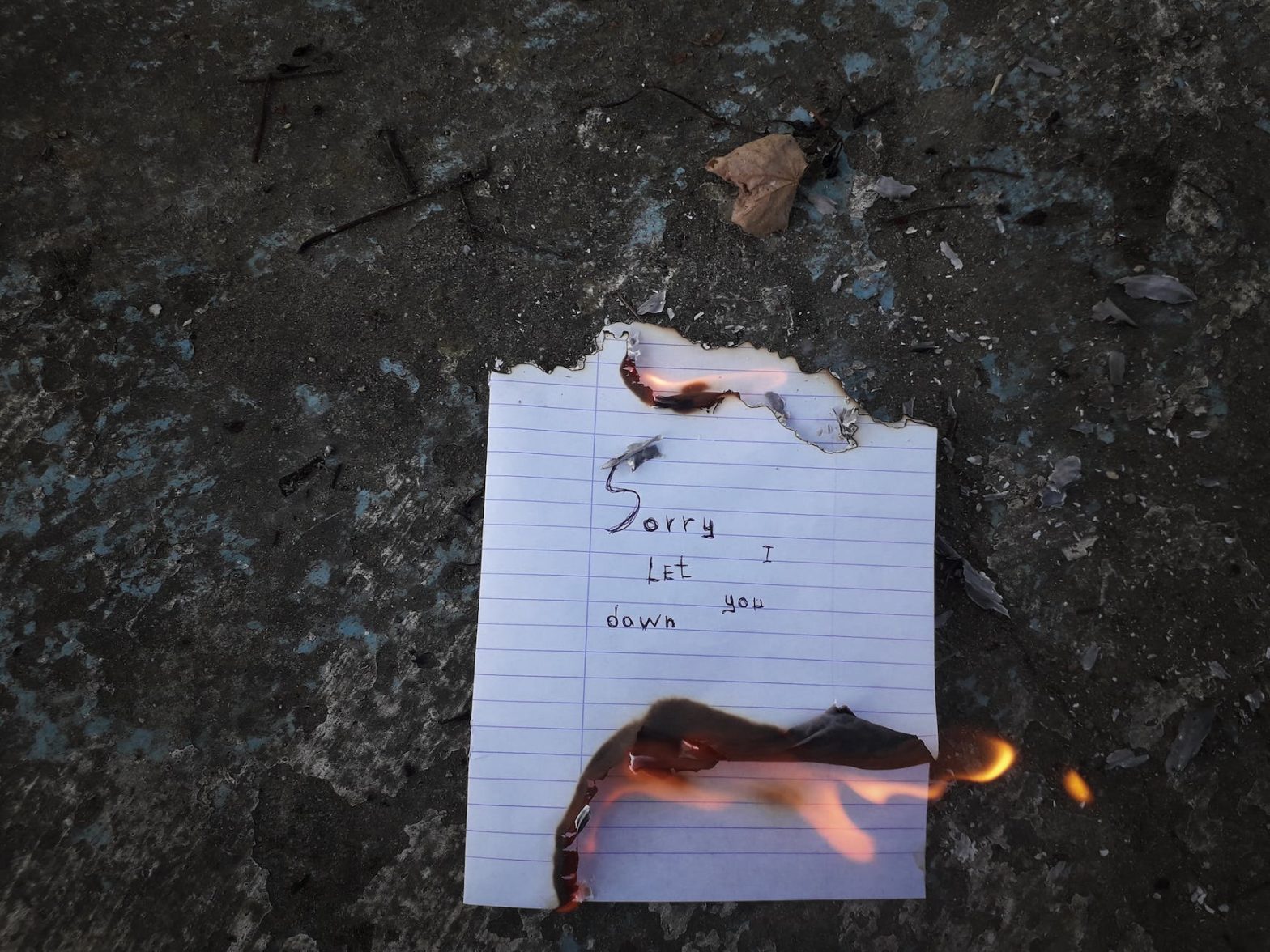 paper with text burning