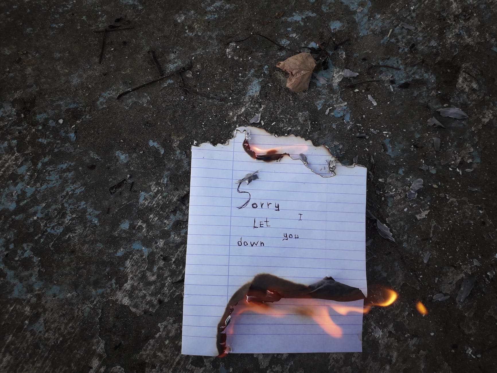 paper with text burning